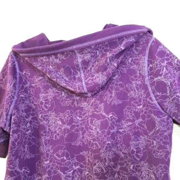 Eddie Bauer purple floral short sleeve hoodie XLT - Picture 9 of 12
